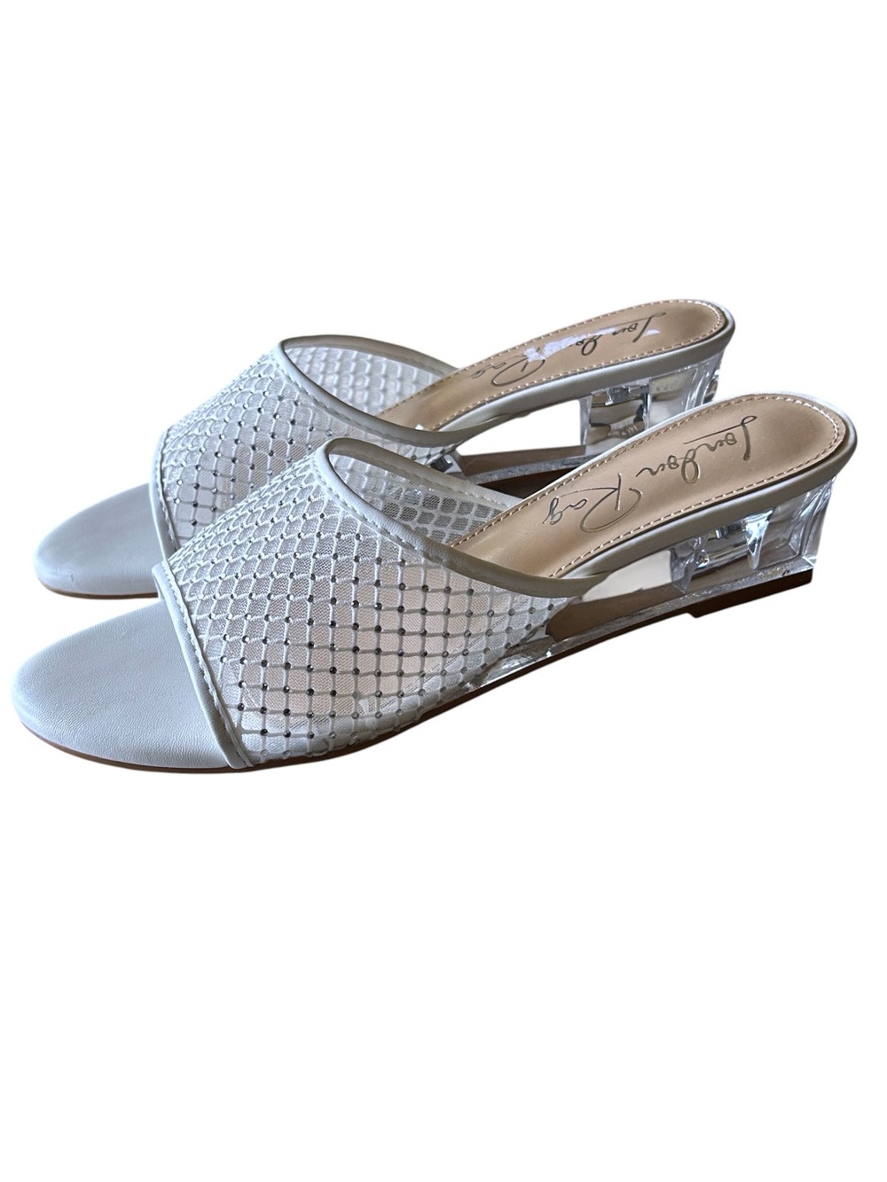 LONDON RAG TEMPRA WEDGE SANDAL White Crystal Mesh Slide 7